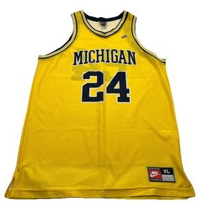 Vintage Nike Michigan Wolverines #24 Basketball Jersey Yellow XL Men's NCAA